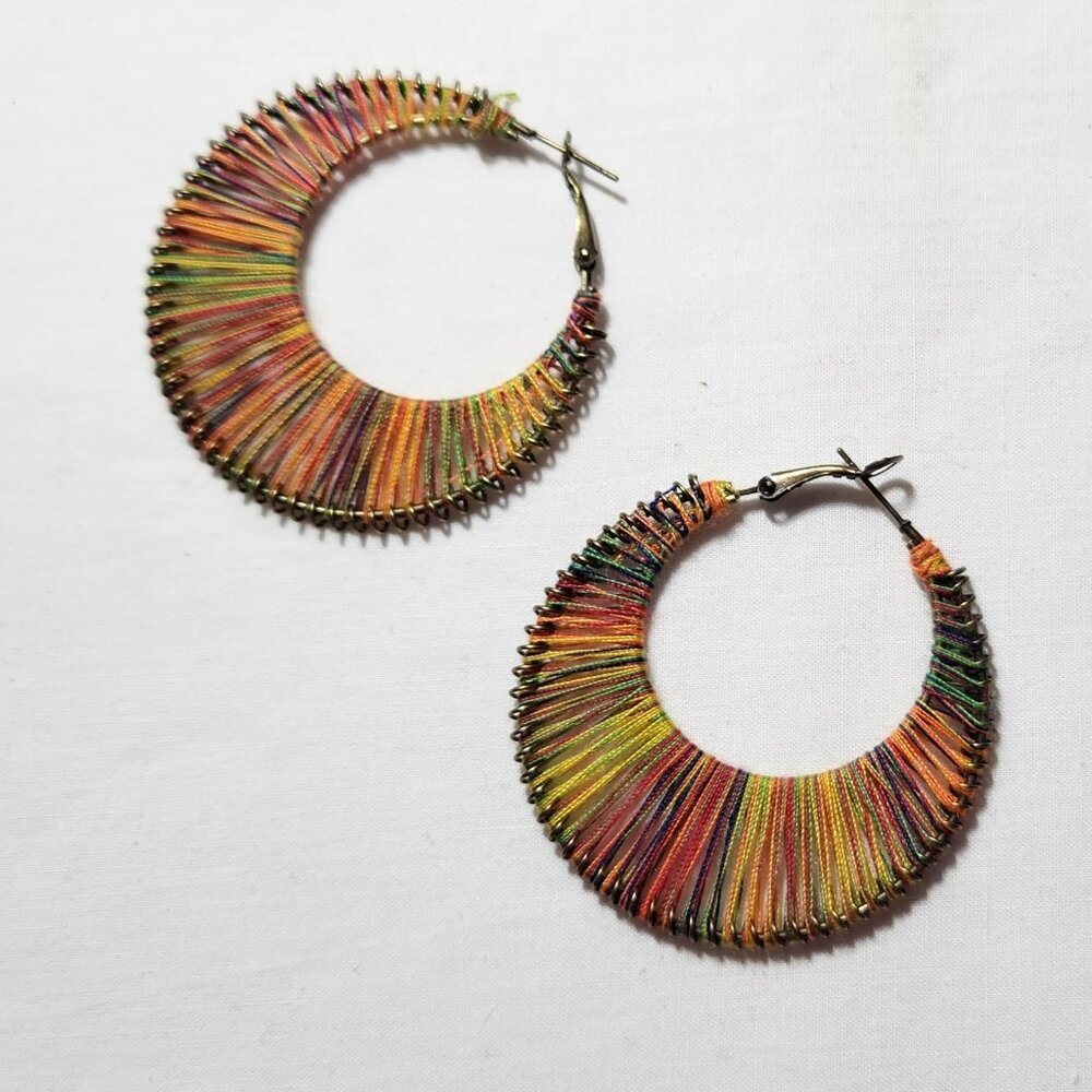 THREE FOR $20 Rainbow round earrings boho costume NWOT